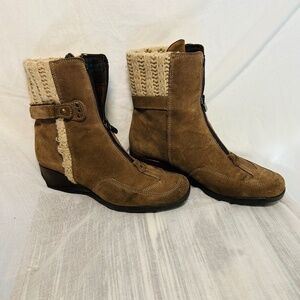 aquatalia suede zip up boots with sweater trim women's size 8‎